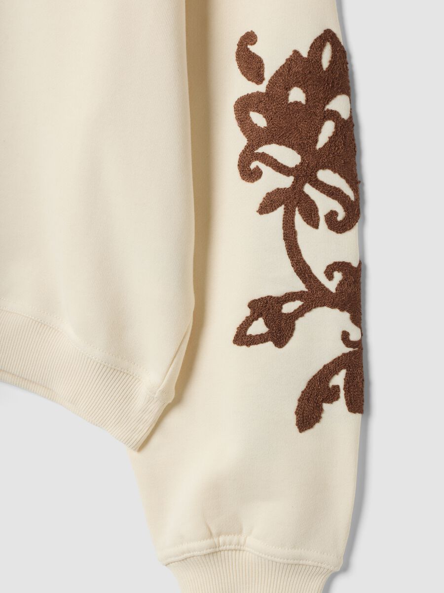 White cotton-blend sweatshirt with embroidery, regular fit_1