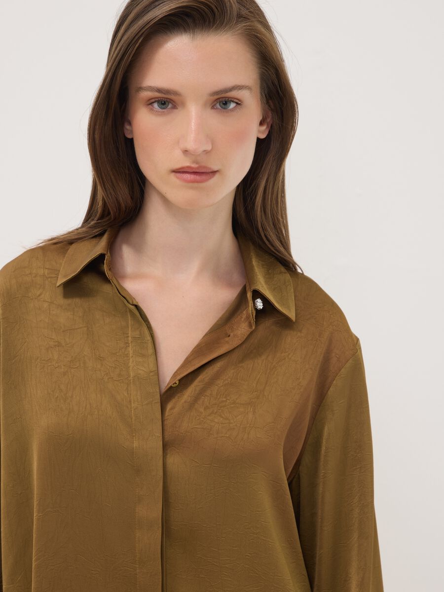 Green regular-fit shirt with classic collar_0