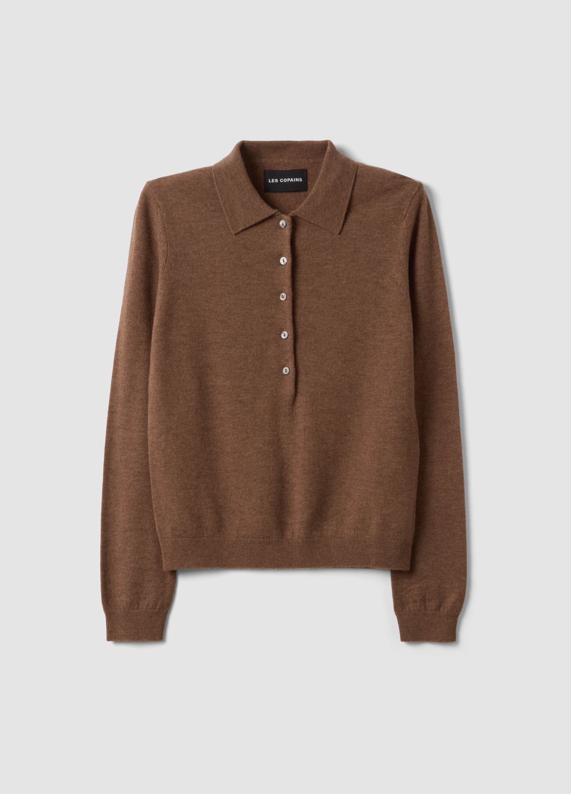 Maglia marrone in pura lana con girocollo