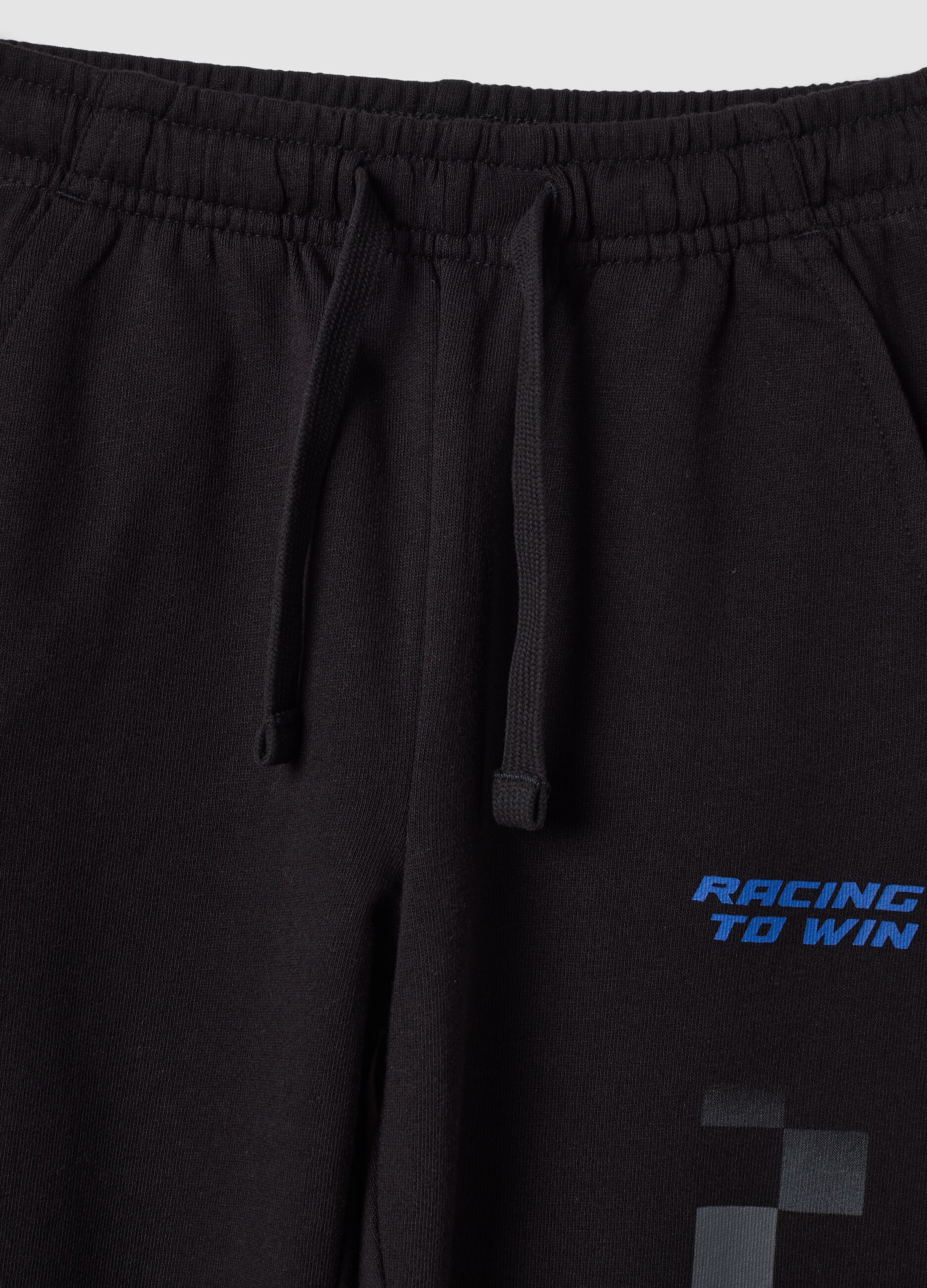 Black pure cotton jogger trousers with check print
