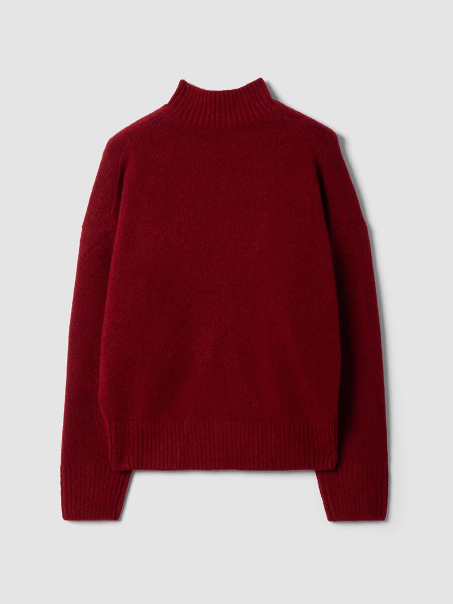 Red stretch wool jumper with raised neck_5