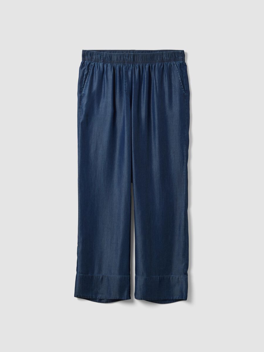 Blue pure lyocell trousers with elasticated waist, regular fit_4