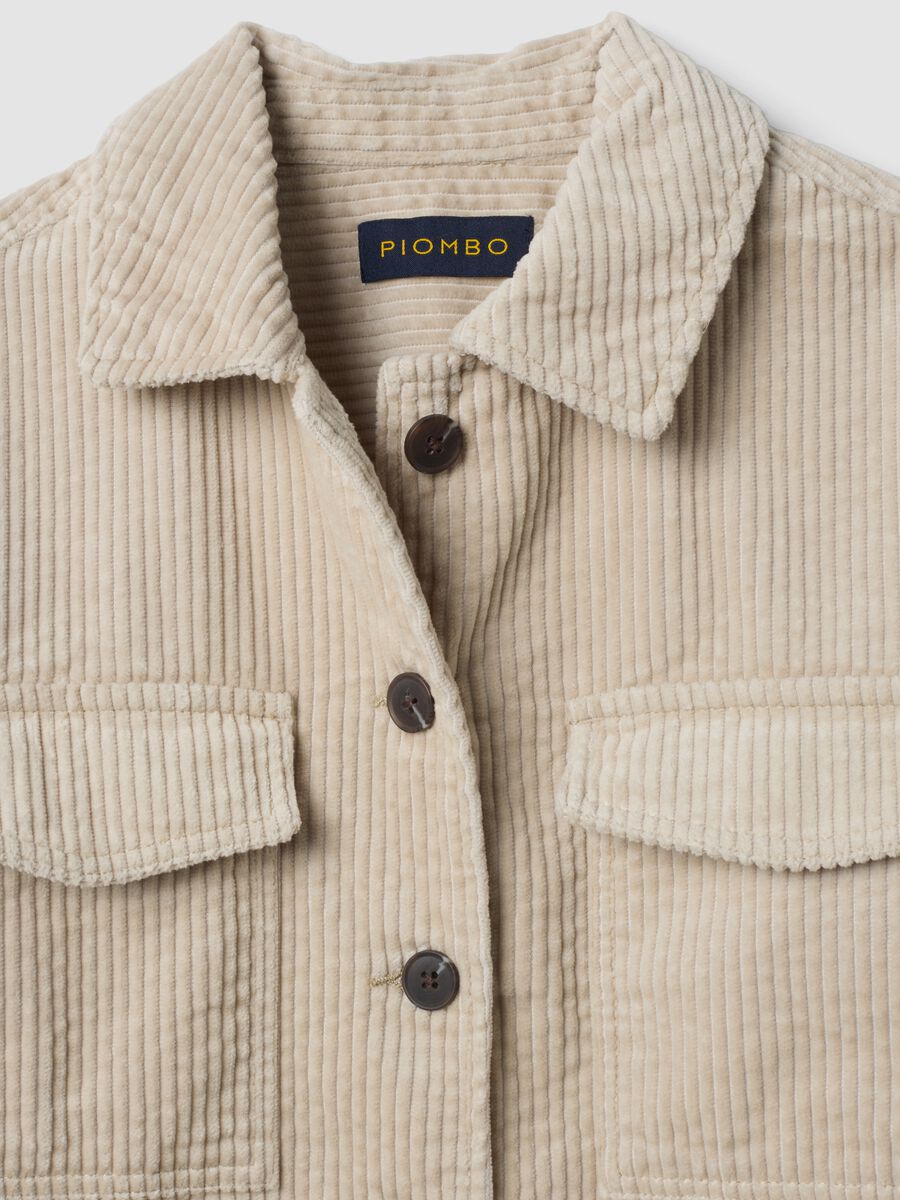 White pure cotton ribbed shirt_1