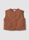 Brown padded gilet with floral embroidery_0