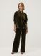 Pantaloni verdi wide leg in tessuto velour elasticizzato_1