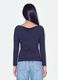 T-shirt blu in viscosa elasticizzata con scollo a barchetta_3