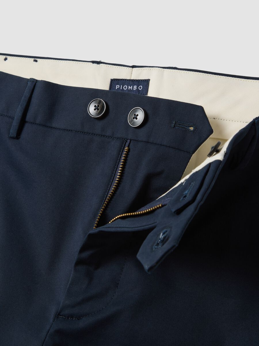 Blue regular-fit stretch cotton twill chino trousers_1