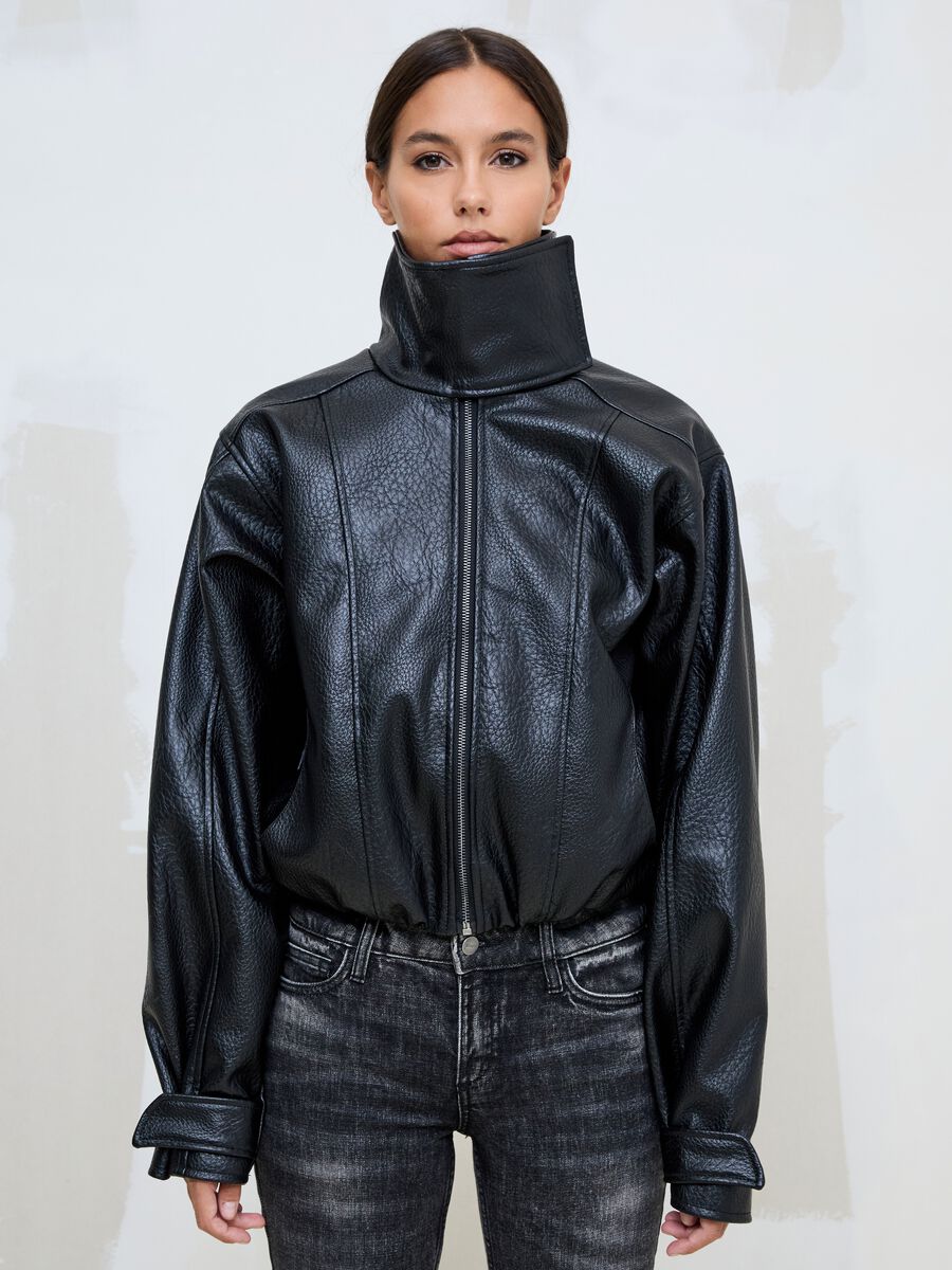 Black Oversized Faux Leather Jacket_3