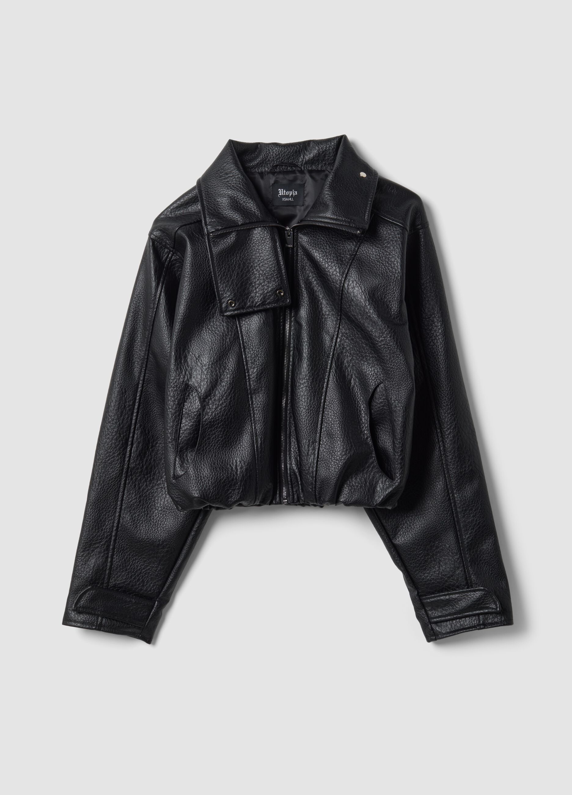 Black Oversized Faux Leather Jacket