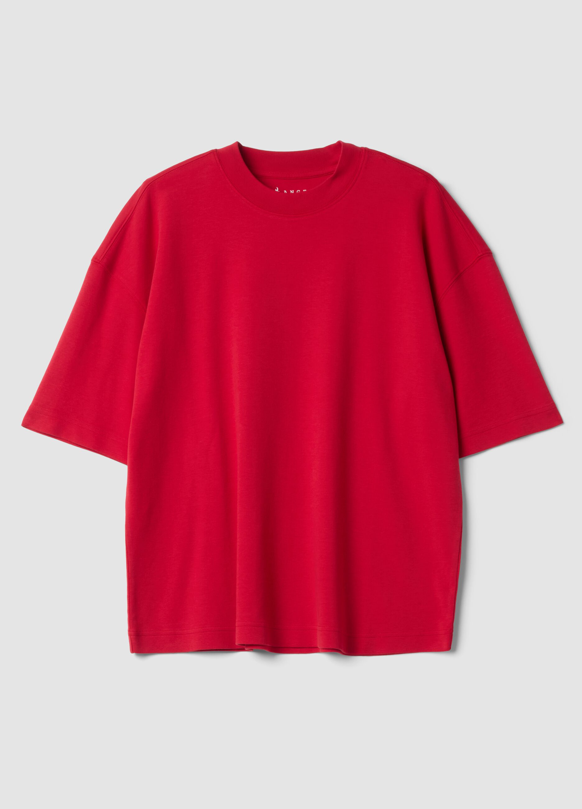 T-shirt rossa girocollo in puro cotone boxy fit
