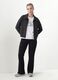Felpa full zip grigia in viscosa elasticizzata a righe con colletto_1