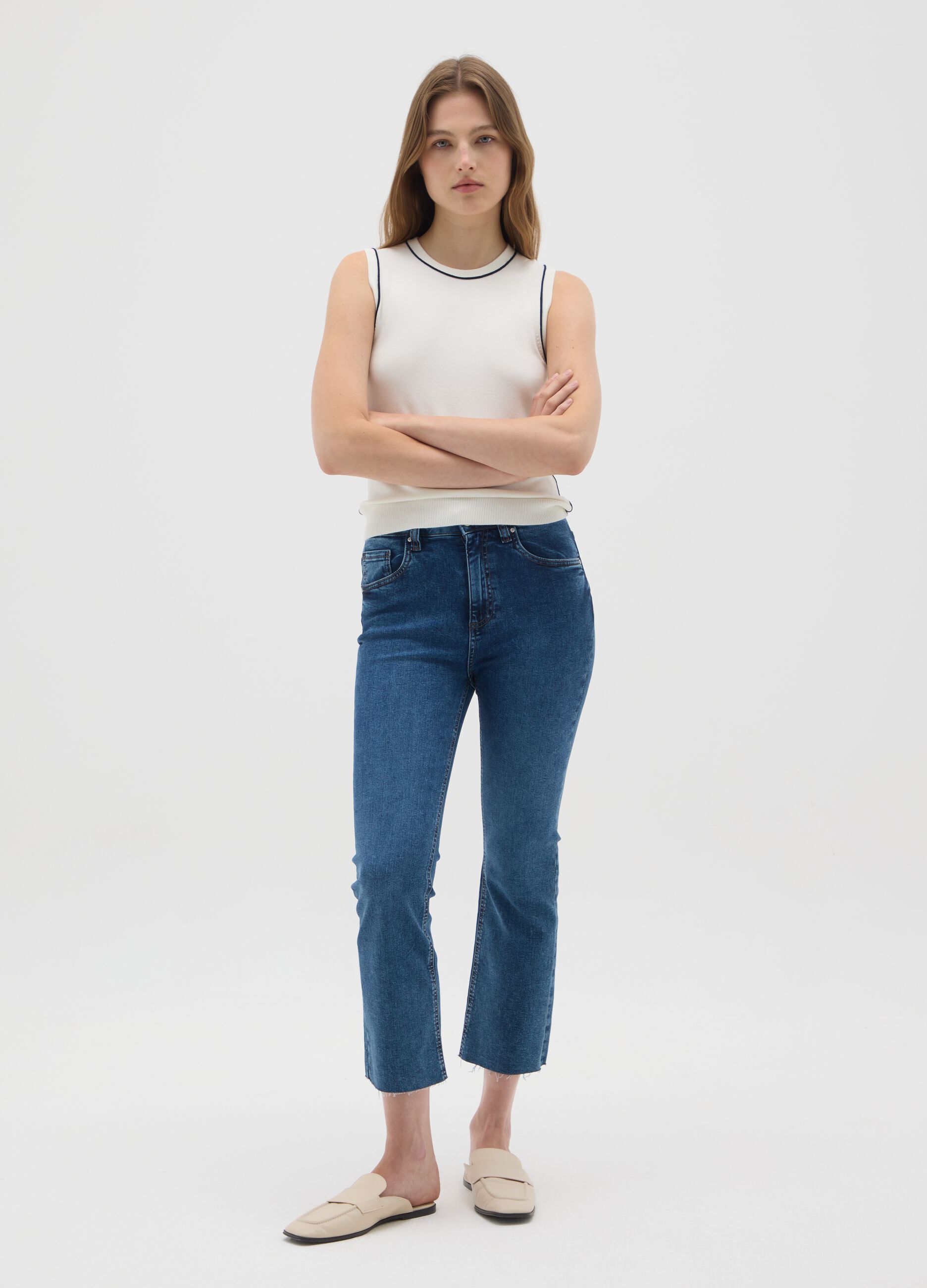 Women's white stretch-blend sleeveless top