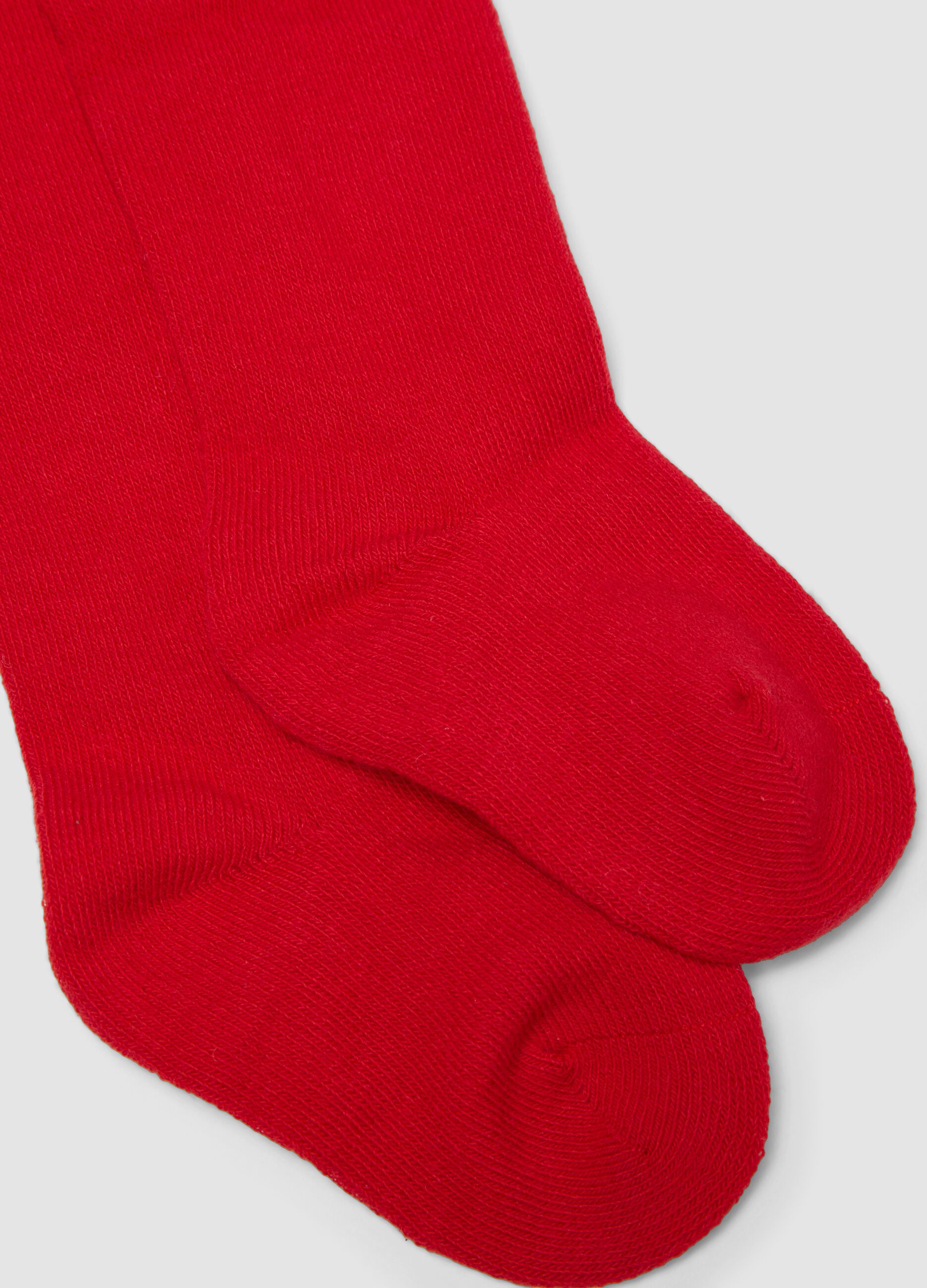 Red organic stretch-cotton tights