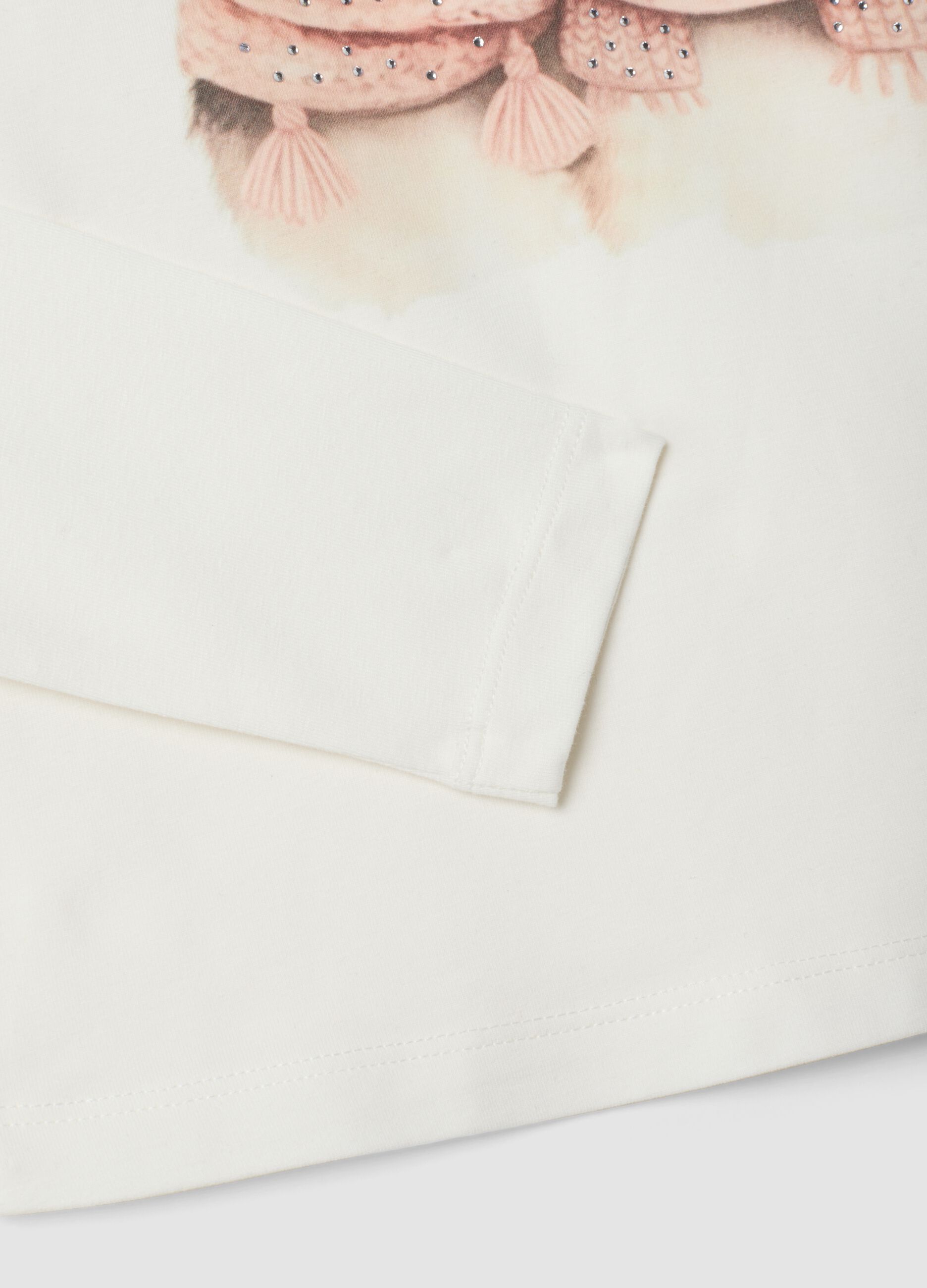 White stretch cotton crew-neck T-shirt