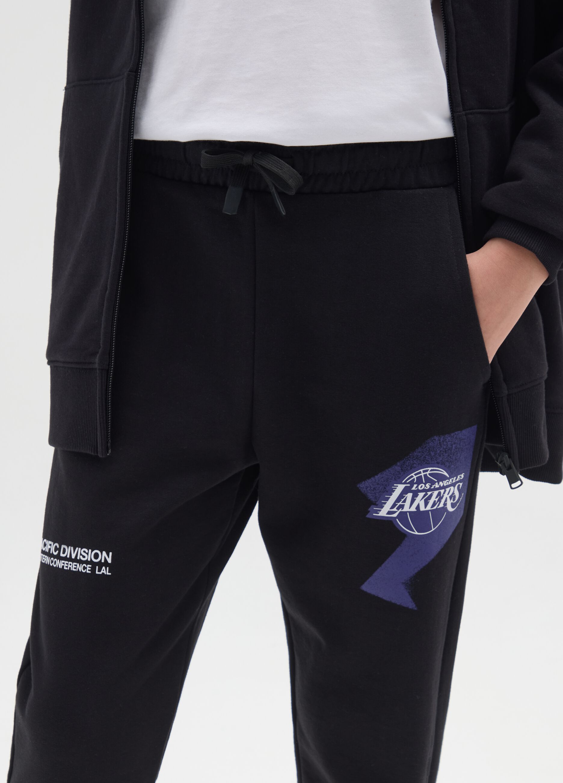 Black jogger trousers for boys in cotton and viscose