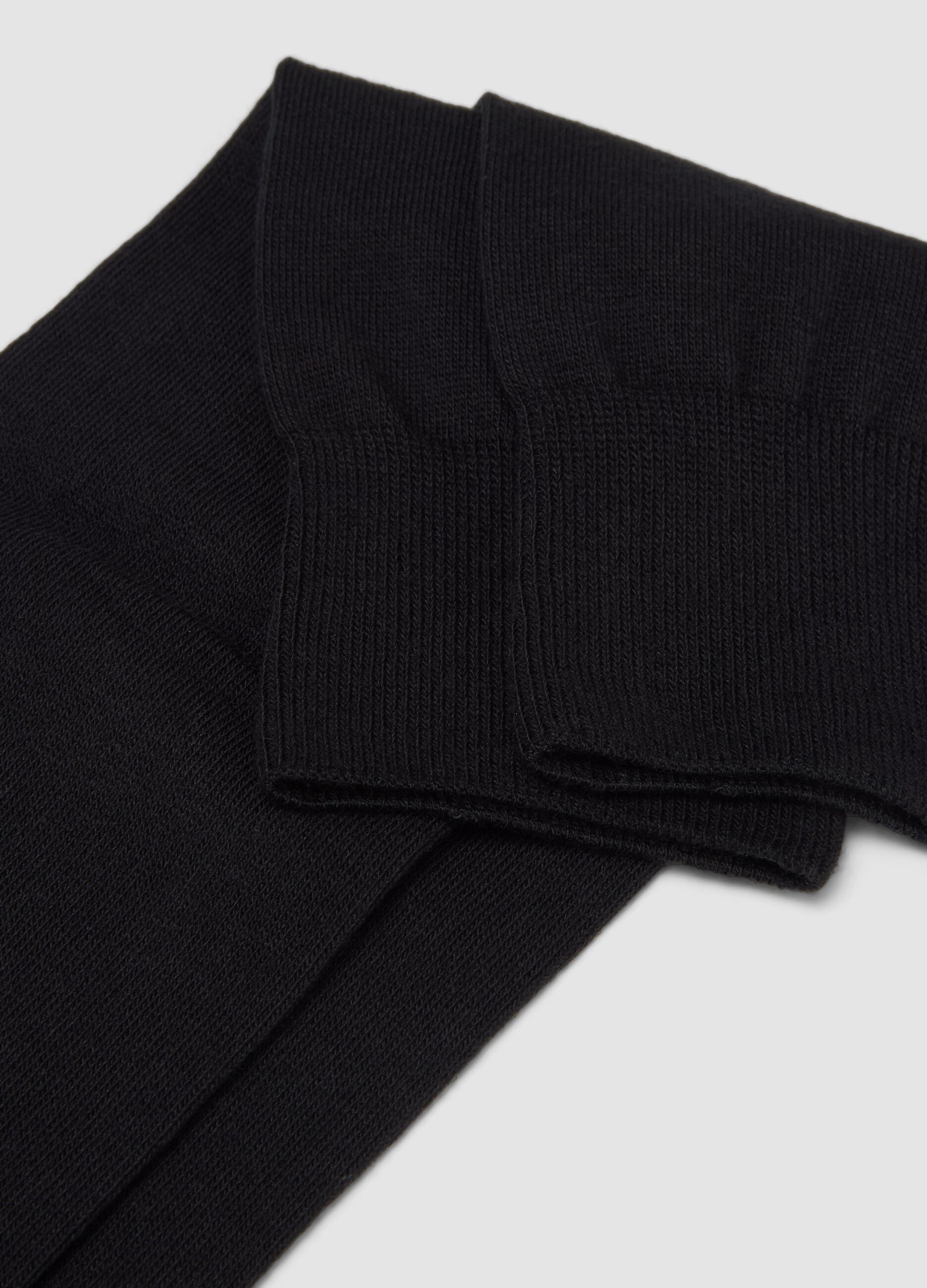 Black long socks in stretch cotton