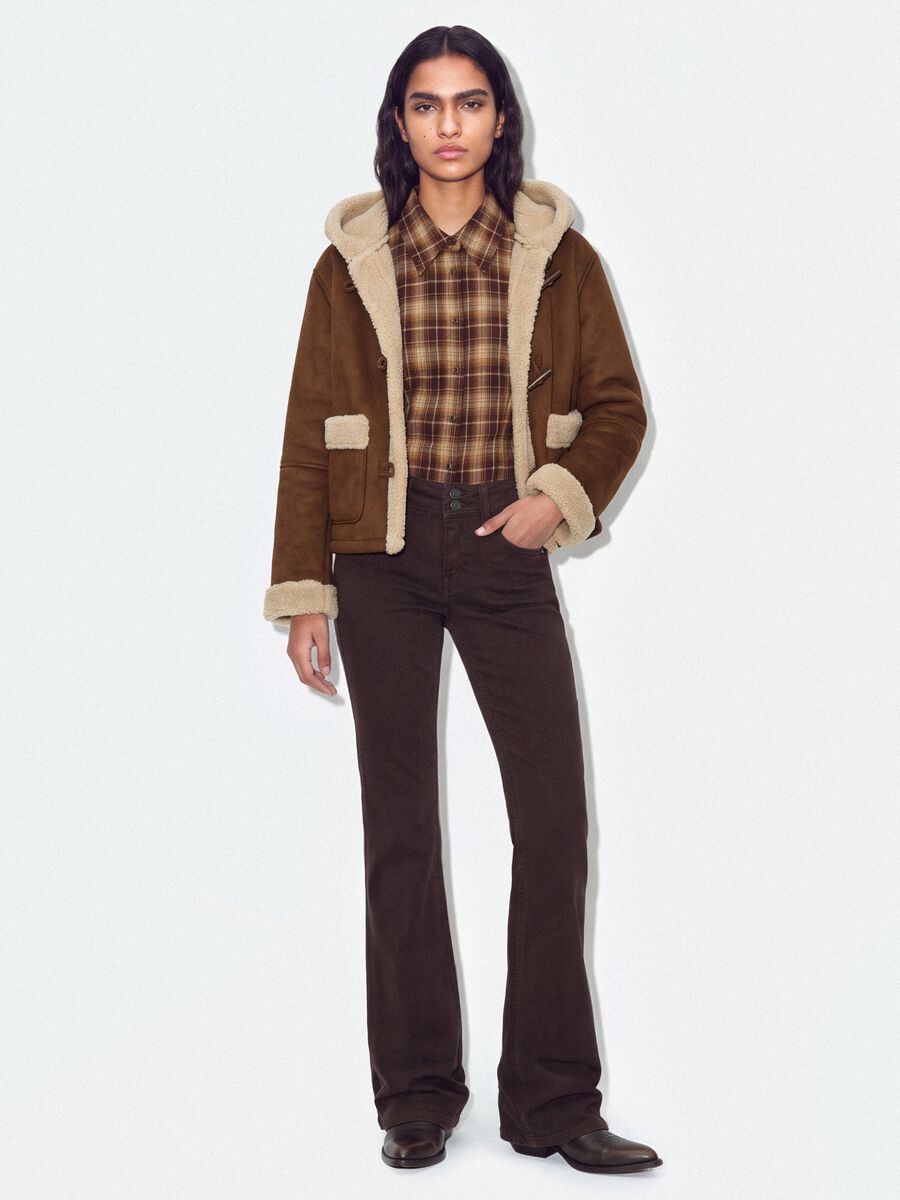 Brown flared stretch-cotton jeans_0