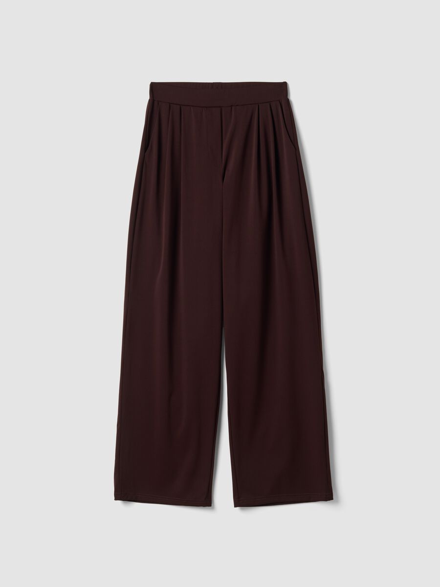 Pantaloni Easy Dry marroni in tessuto elasticizzato wide leg ALTAVIA STUDIO_4