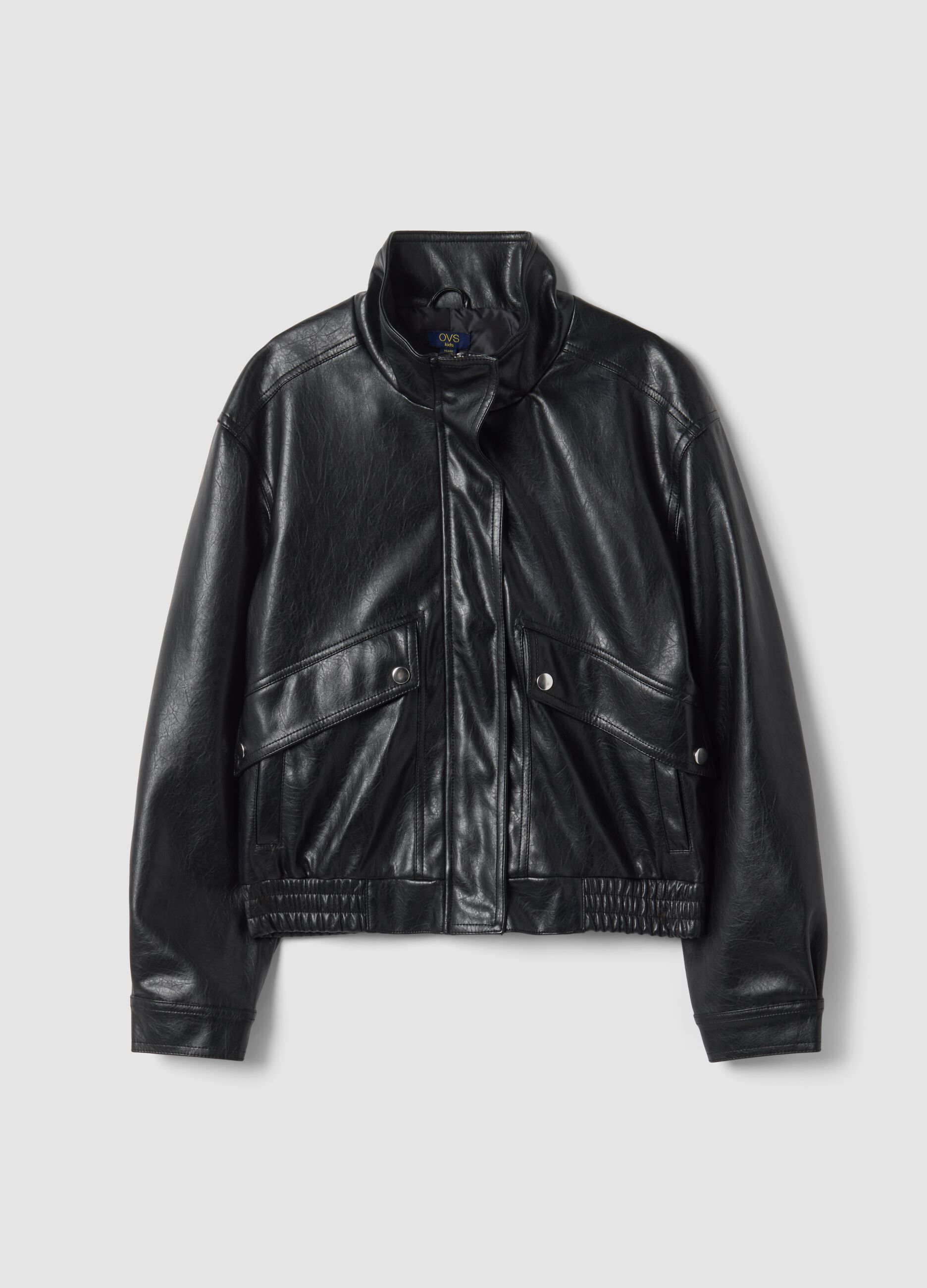 Giacca nera regular fit con zip e collo alto