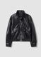 Giacca nera regular fit con zip e collo alto_0