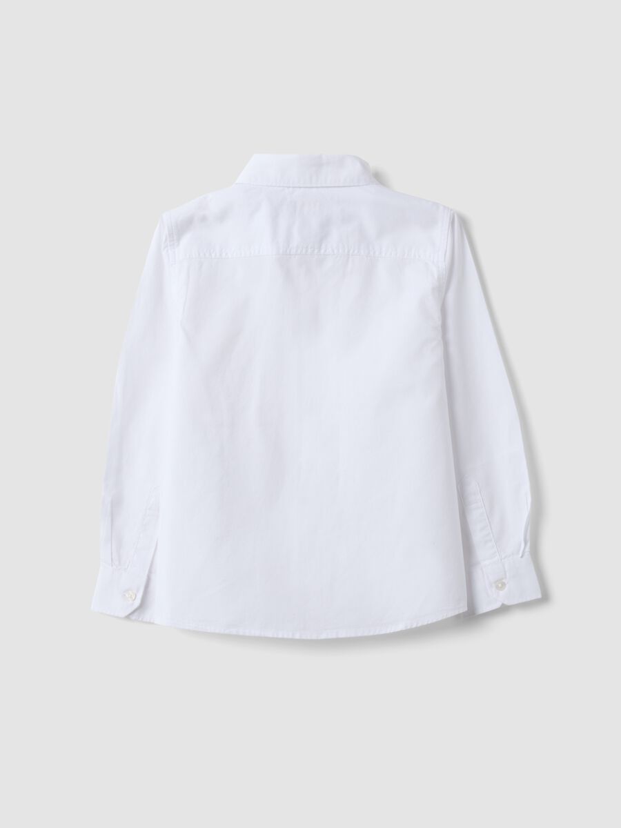 White pure cotton Oxford shirt with classic collar for boys_1