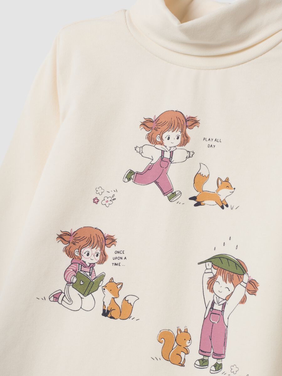 Maglietta bianca in cotone organico elasticizzato con stampa regular fit_2
