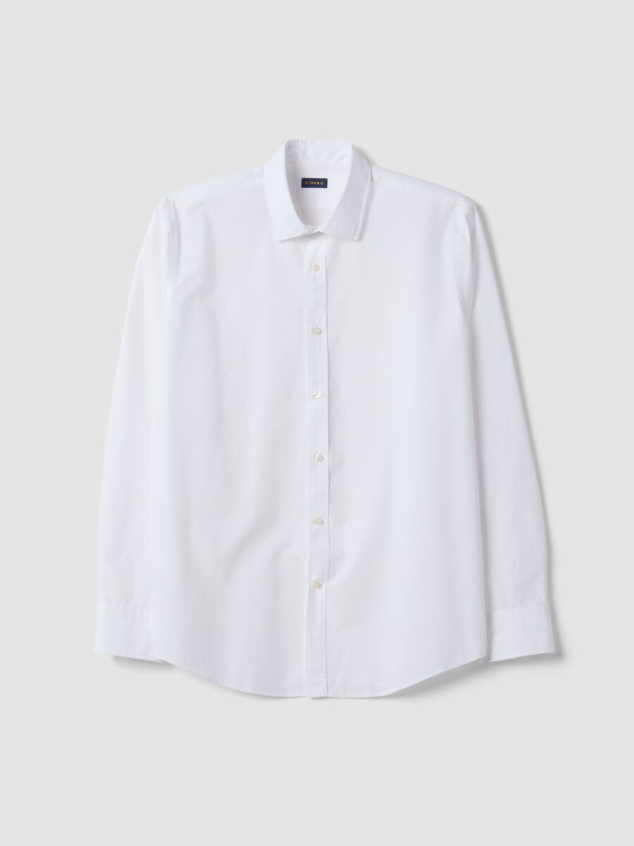 White pure cotton shirt with classic collar_0