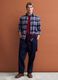 Blue and green checked pure cotton flannel shirt, regular fit_1