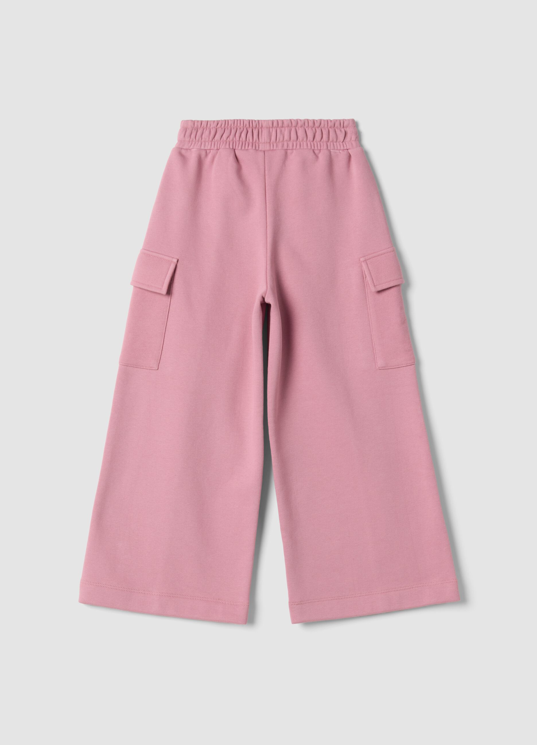 Pink cotton-blend cargo trousers with Lilo & Stitch theme