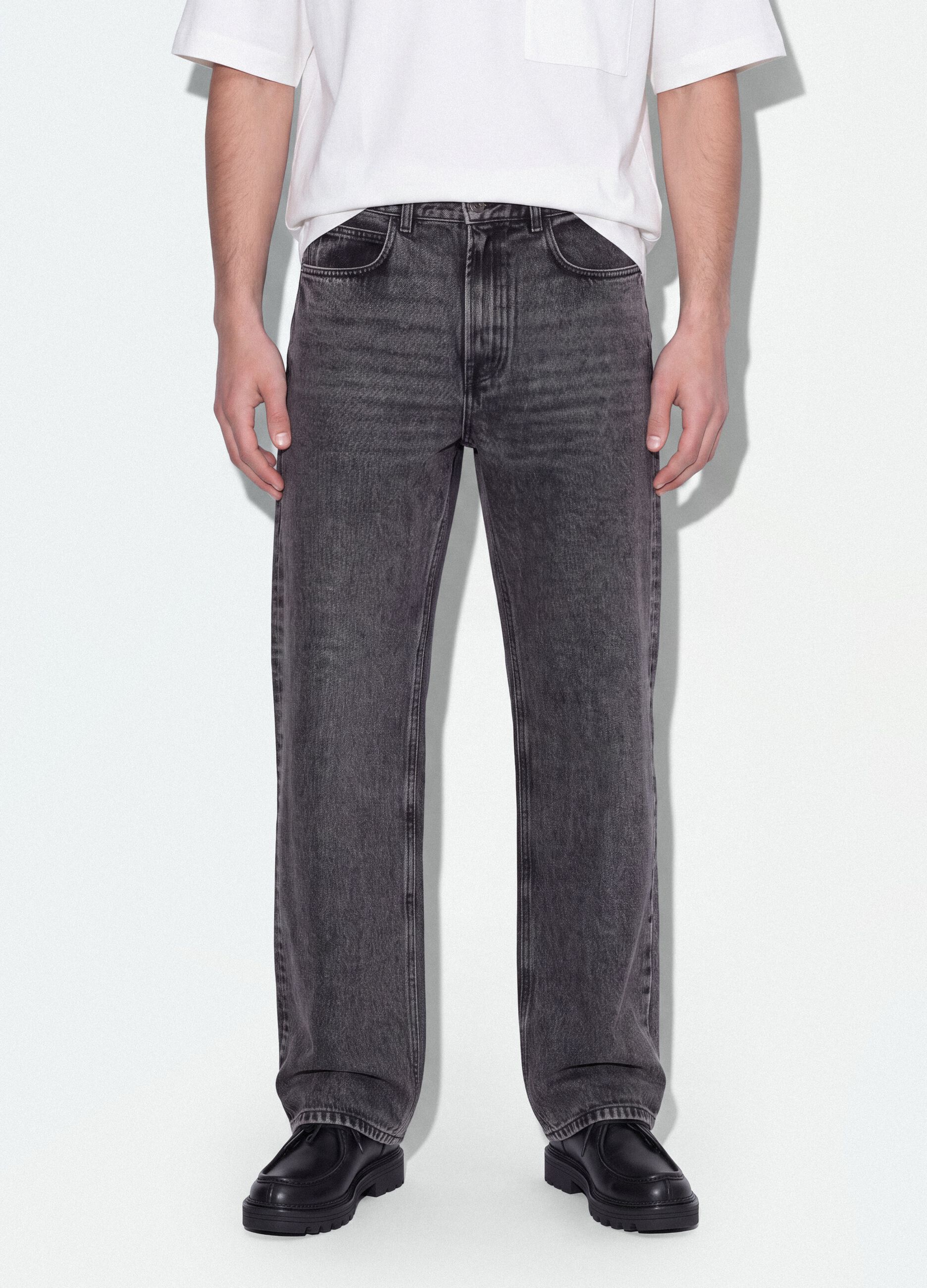 Jeans denim grigi flare fit in puro cotone