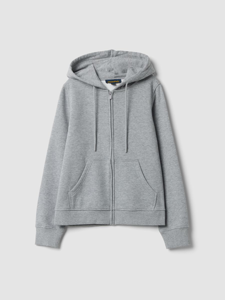 Grey cotton-blend hoodie with crew neck_0