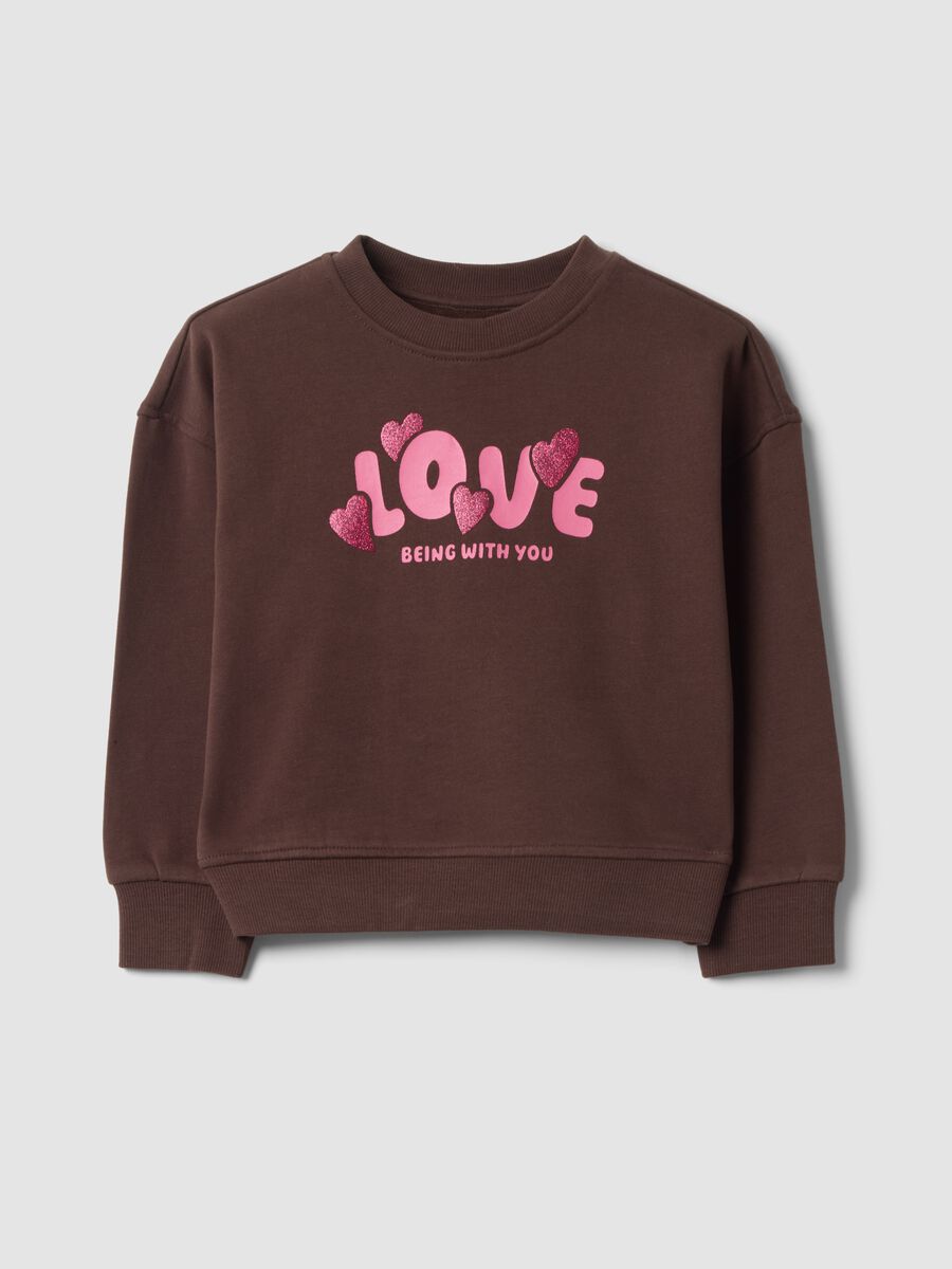 Brown pure cotton crew-neck sweatshirt_0