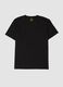 Black mercerised pure cotton T-shirt with deep V-neck_0