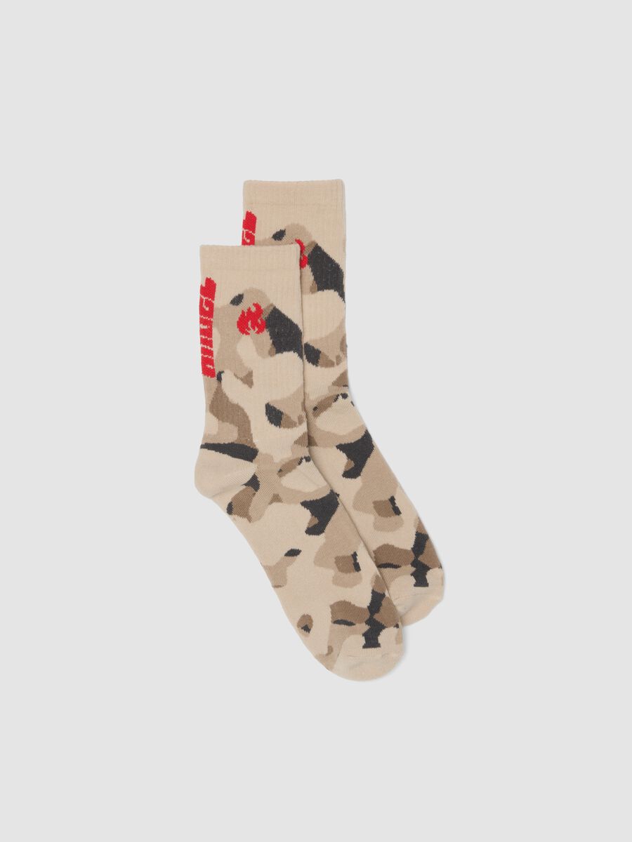 Grey camo stretch-cotton sports socks_0