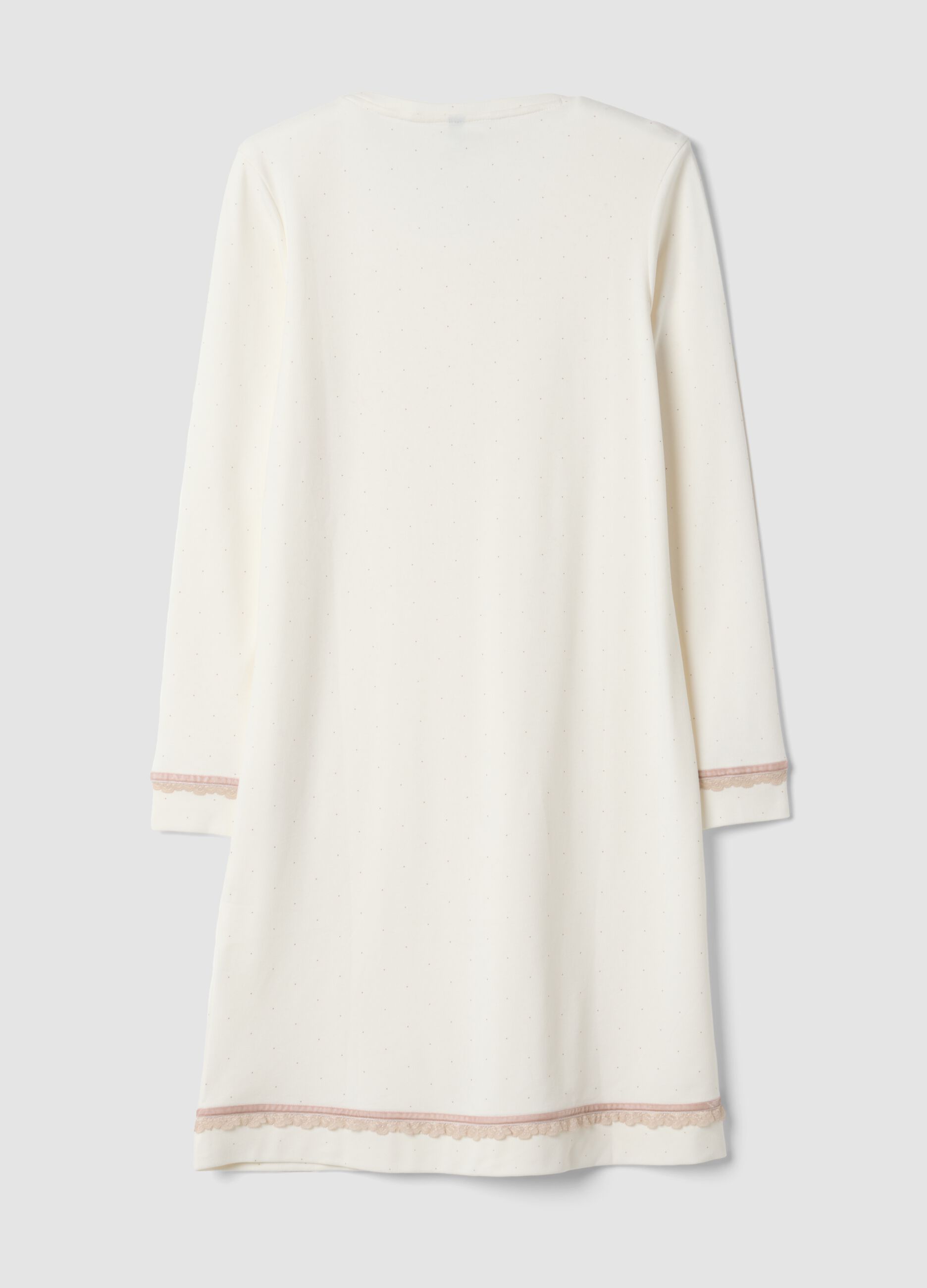 Camicia da notte bianca girocollo in puro cotone organico