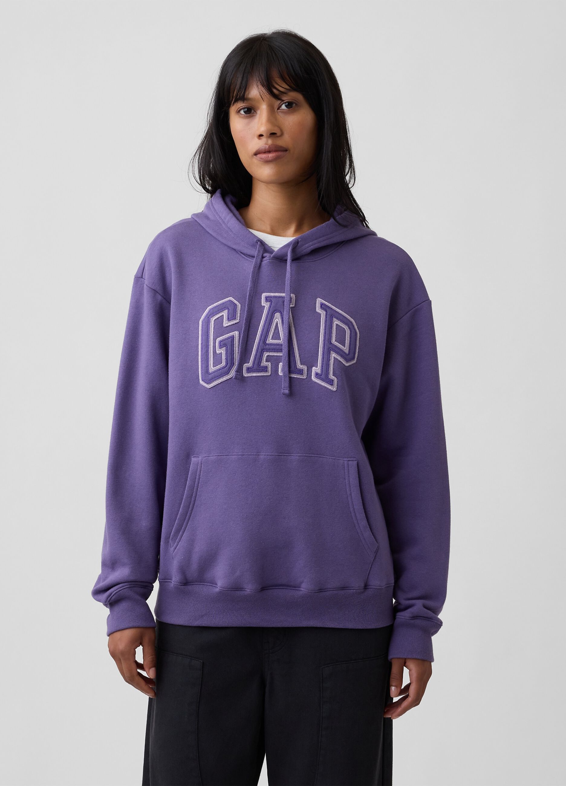 Blackberry purple cotton-blend hoodie with embroidered GAP logo