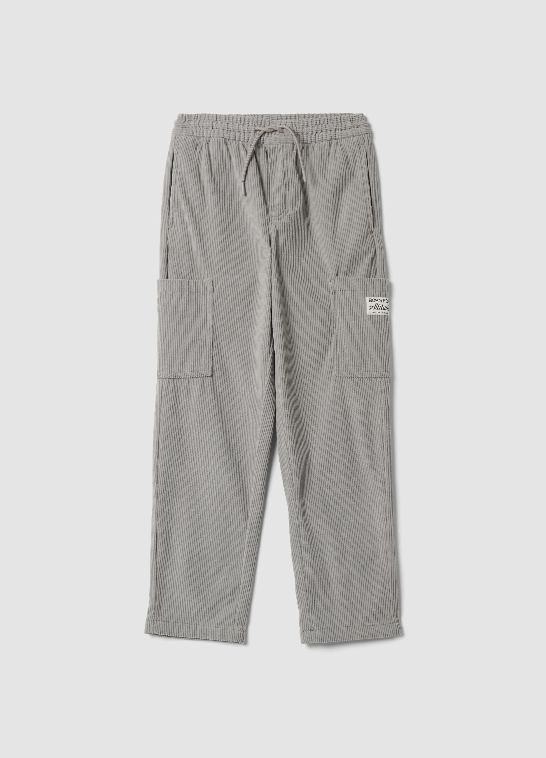 Pantaloni cargo grigi comfort fit con vita elasticizzata