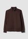 Brown cotton-blend half-zip crew-neck_0