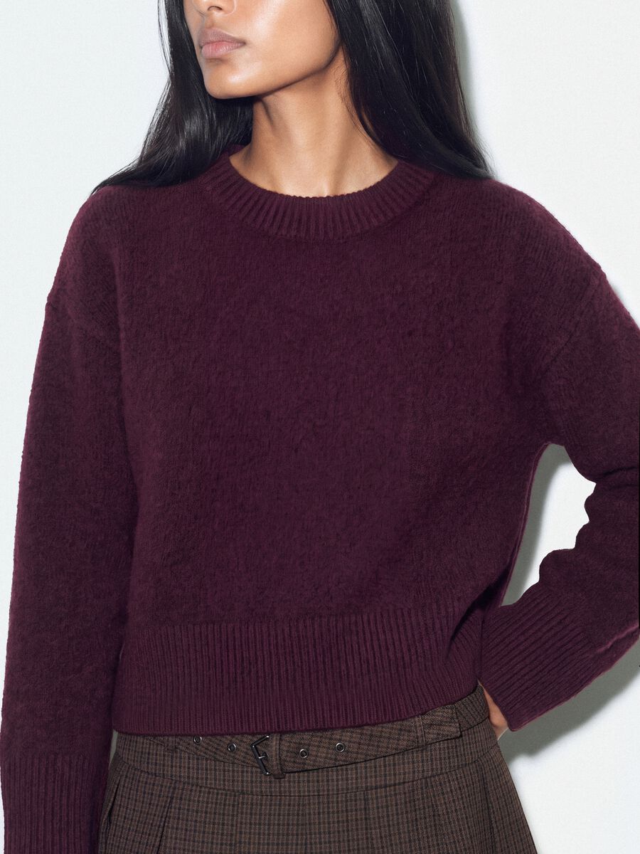 Purple stretch wool crew-neck jumper, oversized fit_3