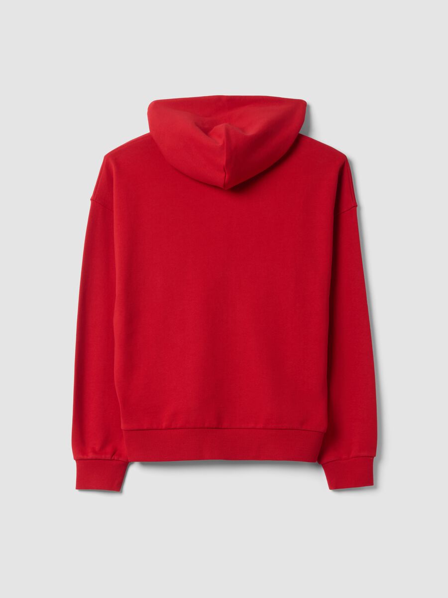 Red 100% cotton oversized crew-neck sweatshirt_2