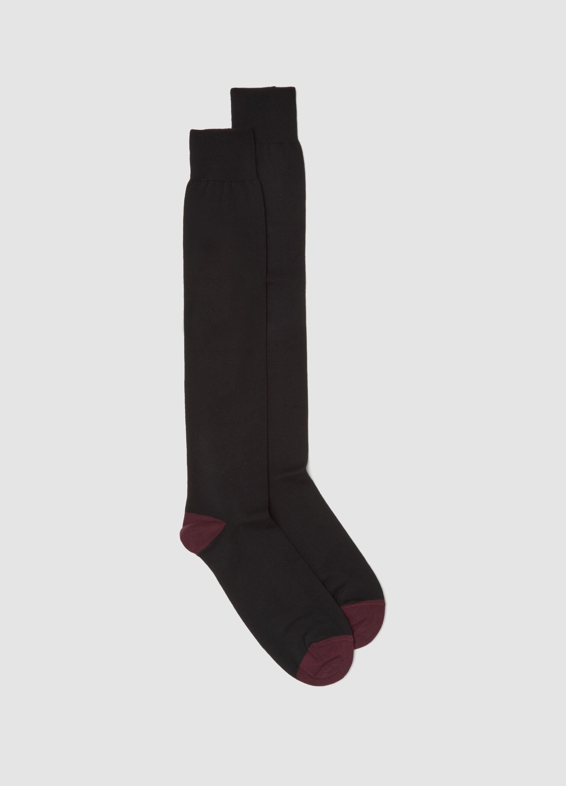 Black long socks in stretch cotton