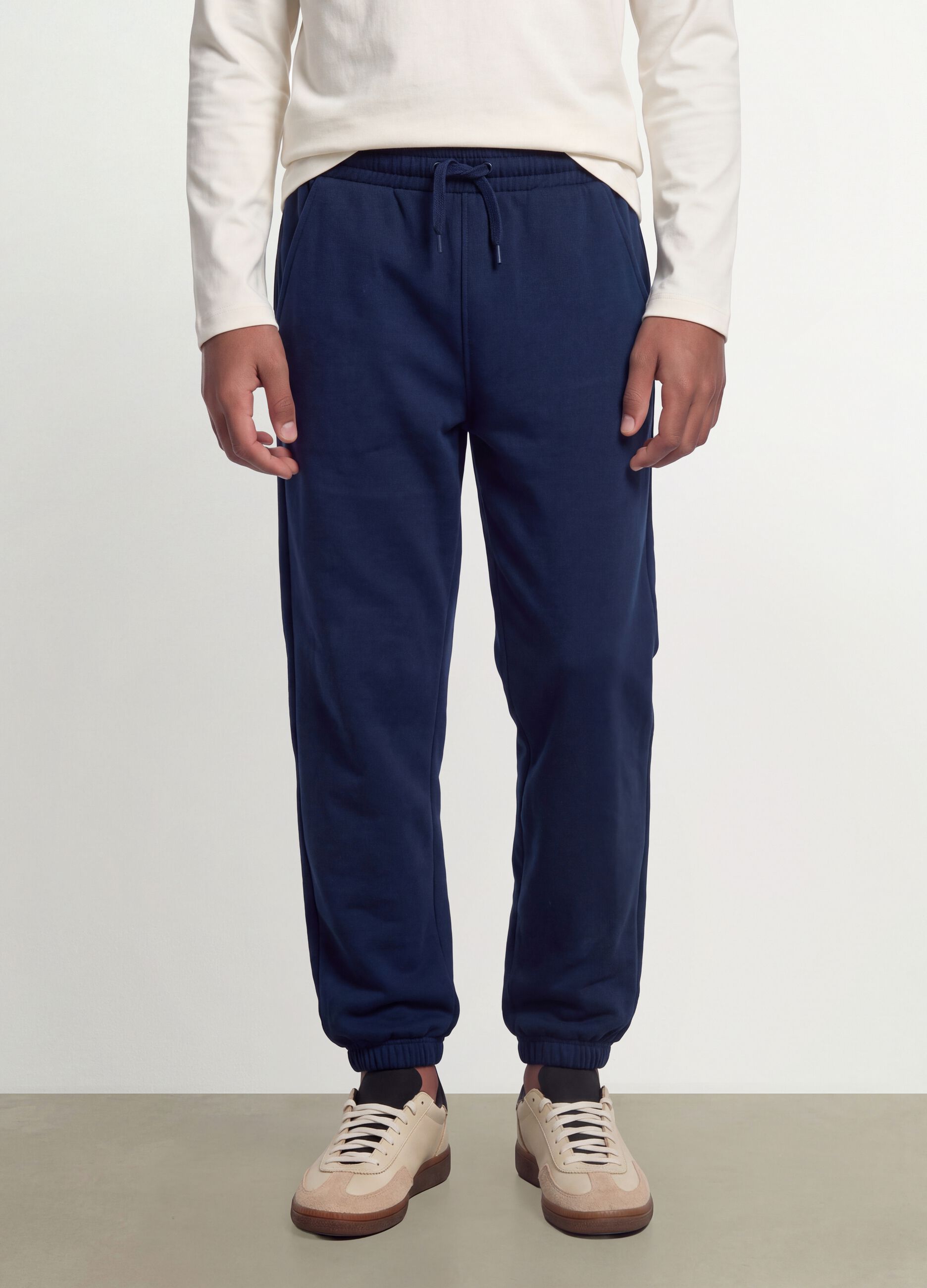 Pantaloni jogger blu in misto cotone organico e viscosa