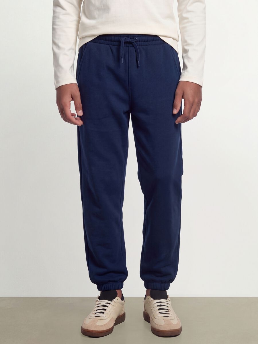 Blue jogger trousers in an organic cotton and viscose blend_1