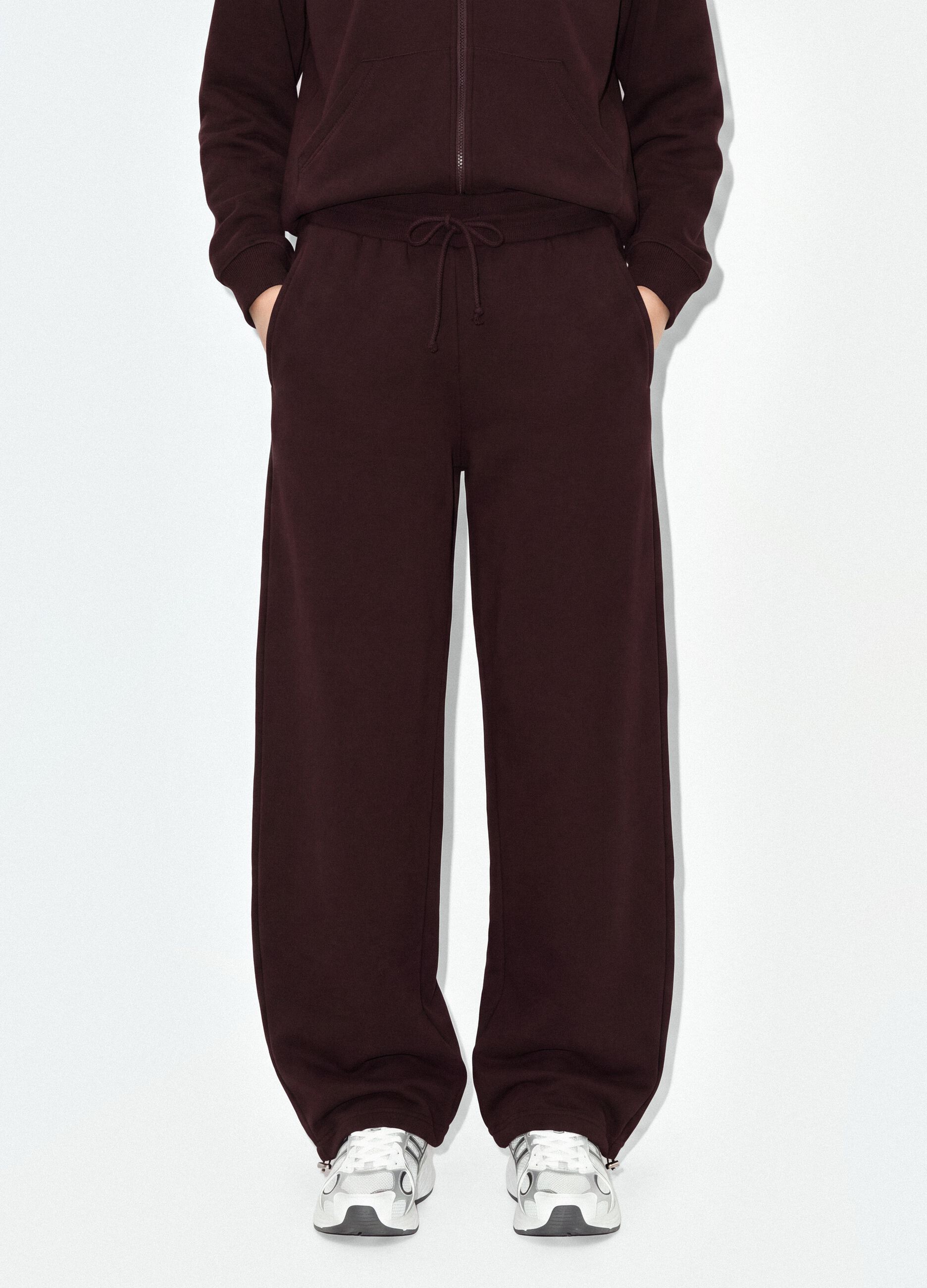 Purple cotton-blend baggy-fit joggers