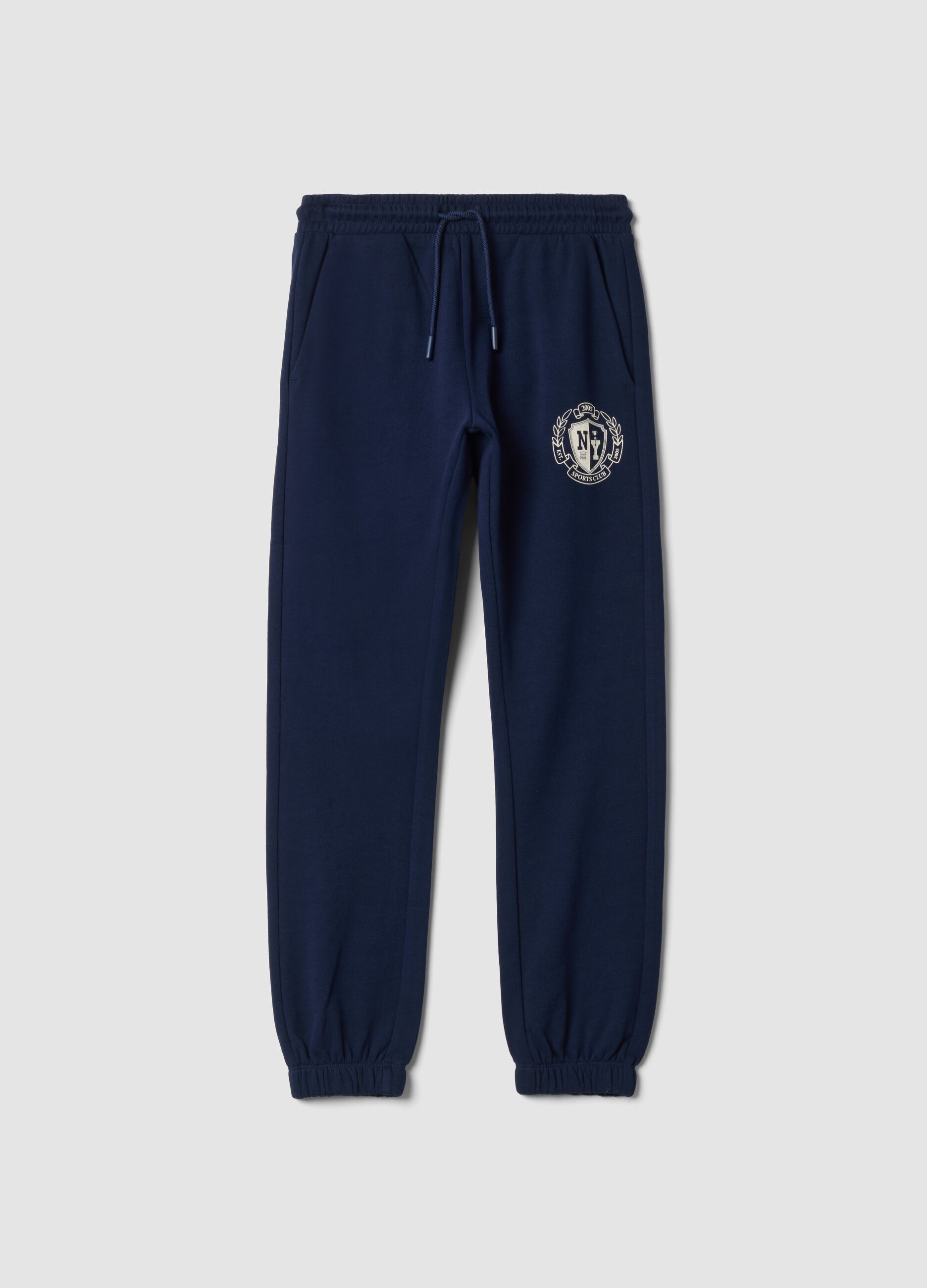Blue pure cotton joggers with print