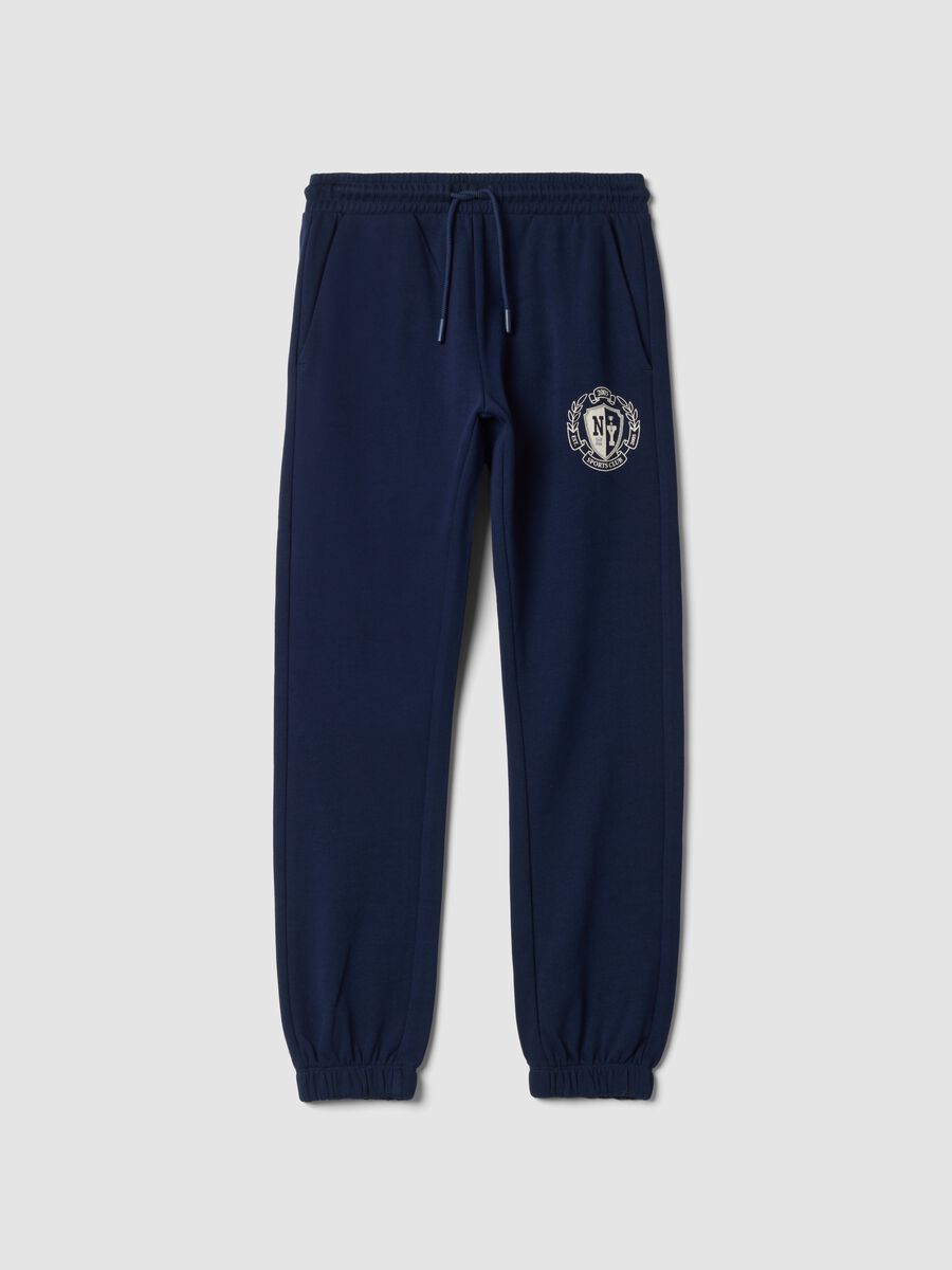 Blue pure cotton joggers with print_0