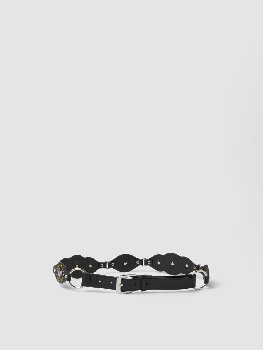 Black belt with buckle and heart appliqu&eacute;s_0