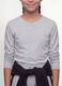Grey organic cotton and stretch viscose T-shirt with ribbed neckline for girls_1