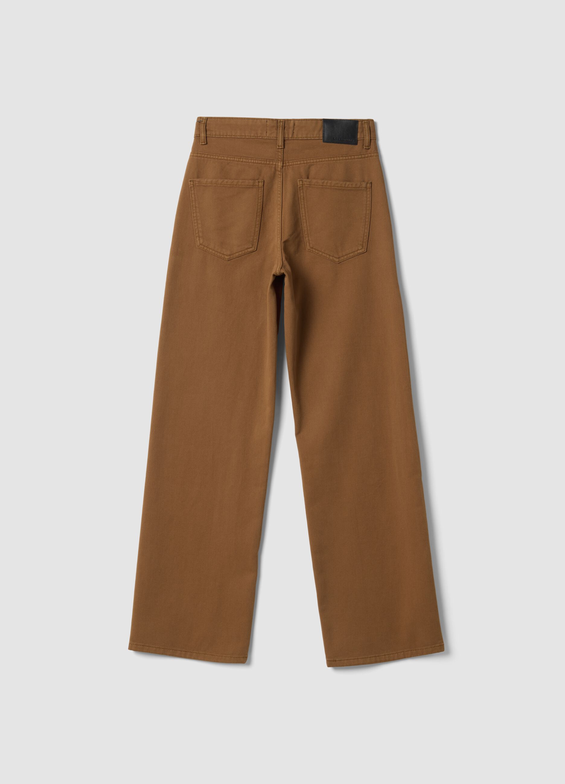 Brown wide-leg jeans in pure cotton