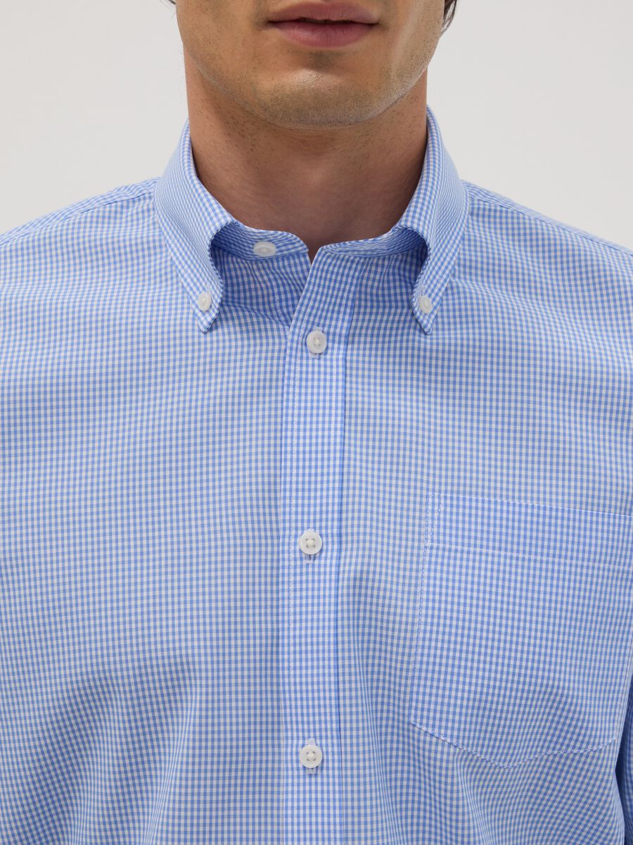 Light blue cotton-blend shirt with button-down collar, easy-iron, regular fit_1